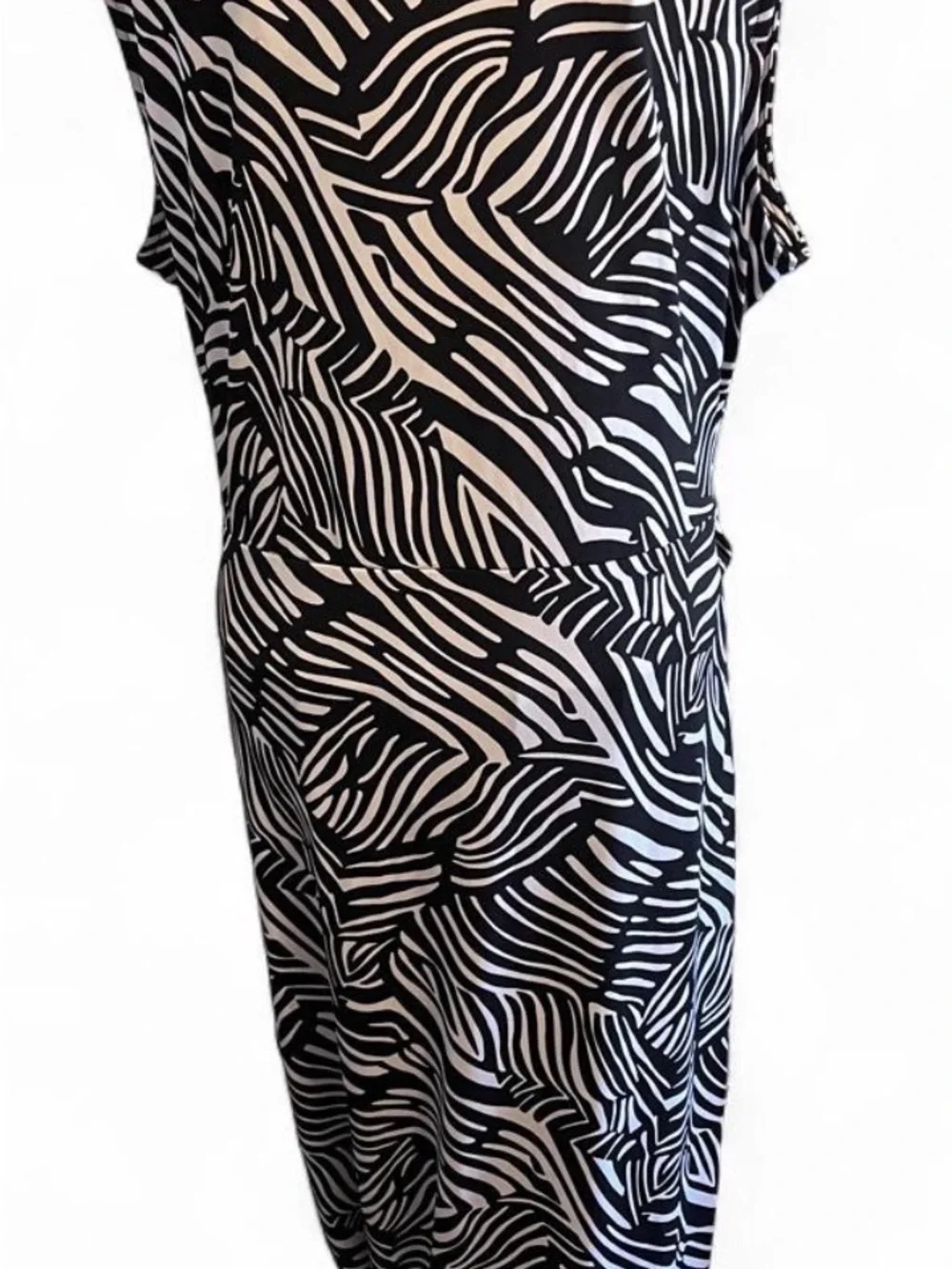 Michael Kors Black & White Zebra-Print Midi Dress